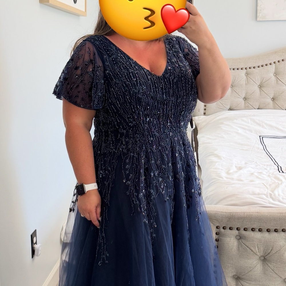 Elegant Navy Beaded Gown